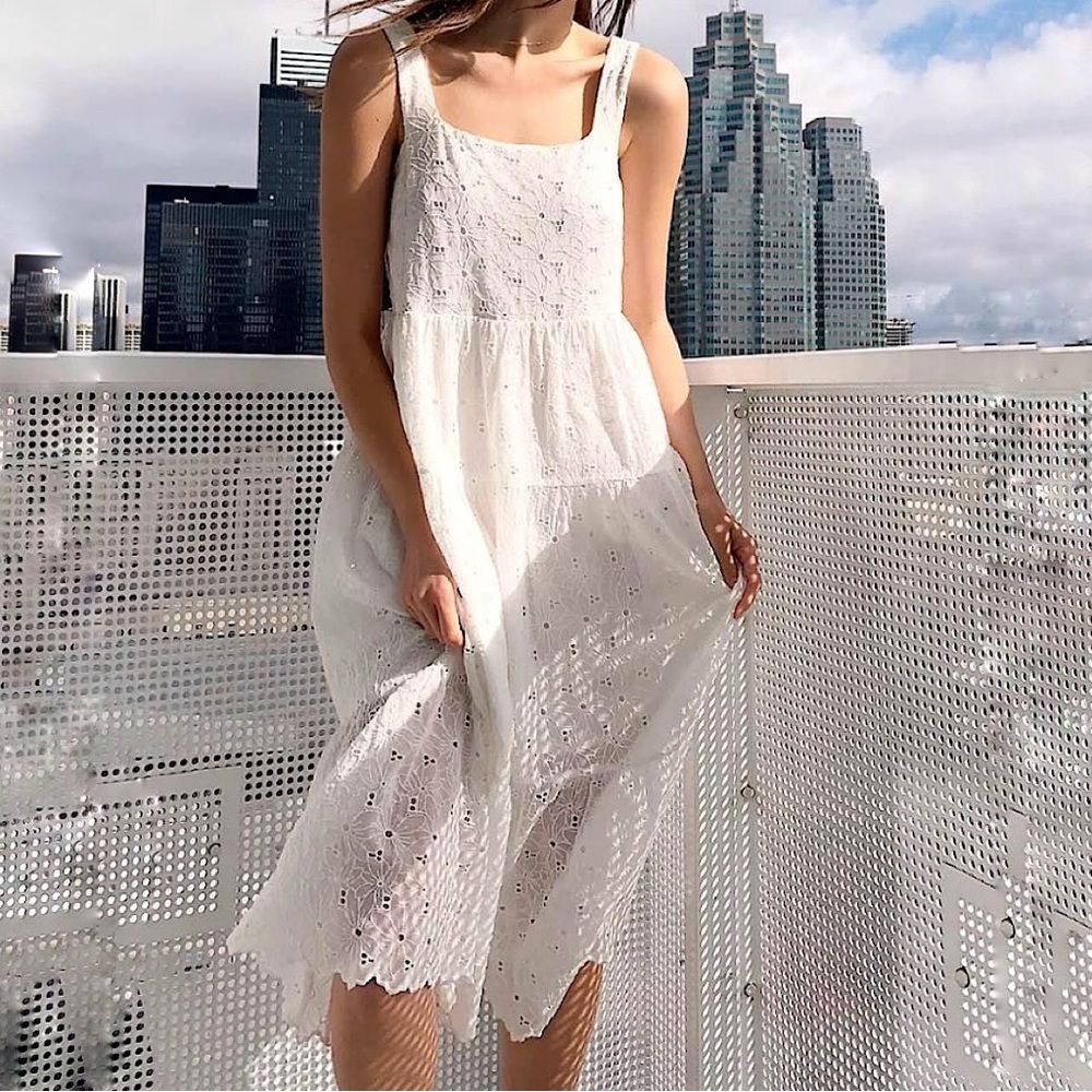 Wilfred (Aritzia) Sojourn White Lace Midi Dress Size M